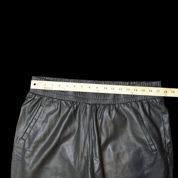 DKNY Jeans Faux Leather Joggers High Rise 2 Pockets Elastic Waist 2 Colors Sz XL - Picture 3 of 14